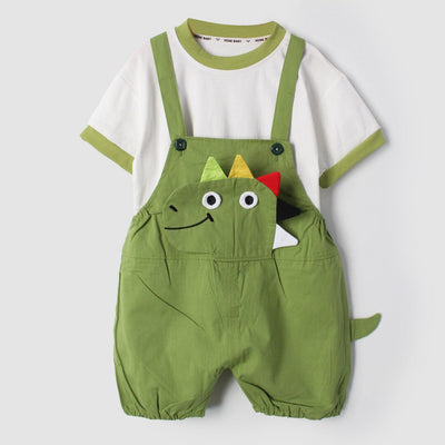 Fancy Green Themed 2Pc Little Kids Dangri Set Dangri Set Iluvlittlepeople 9-12 Months Summer Green