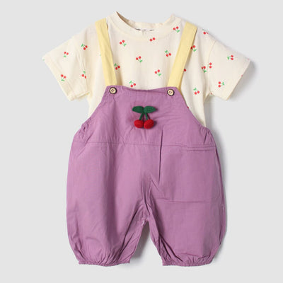 Inspire Purple Themed 2Pc Little Kids Dangri Set Dangri Set Iluvlittlepeople 9-12 Months Summer Purple