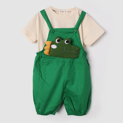 Urge Green Themed 2Pc Little Kids Dangri Set Dangri Set Iluvlittlepeople 9-12 Months Summer Green