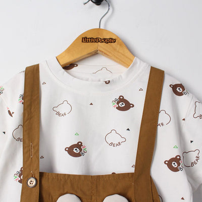 Modern Brown Themed 2Pc Little Kids Dangri Set Dangri Set Iluvlittlepeople 
