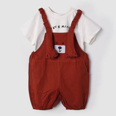 Modern Maroon Themed 2Pc Little Kids Dangri Set Dangri Set Iluvlittlepeople 9-12 Months Summer Maroon