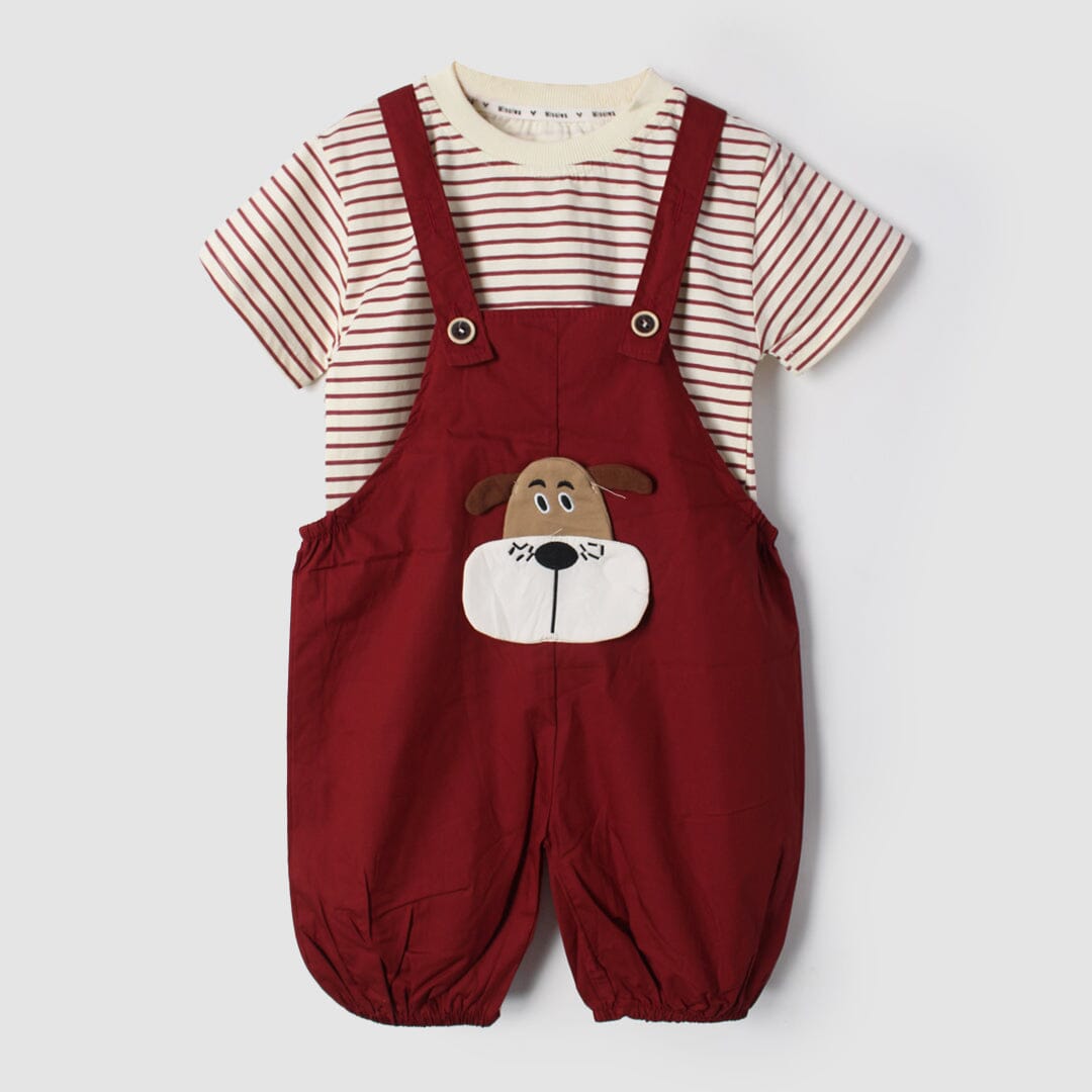 Super Maroon Themed 2Pc Little Kids Dangri Set Dangri Set Iluvlittlepeople 9-12 Months Summer Maroon