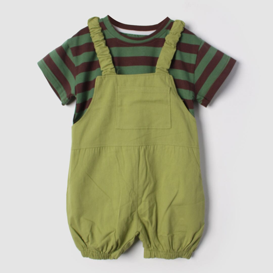 Kink Green Themed 2Pc Little Kids Dangri Set Dangri Set Iluvlittlepeople 12-18 Months Summer Green