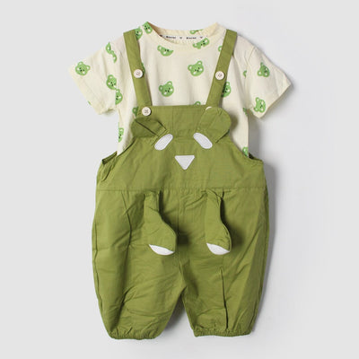 Urge Green Themed 2Pc Little Kids Dangri Set Dangri Set Iluvlittlepeople 9-12 Months Summer Green