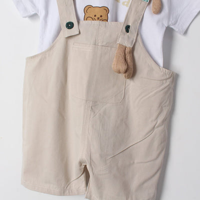 Stylish Beige Themed 2Pc Little Kids Dangri Set Dangri Set Iluvlittlepeople 