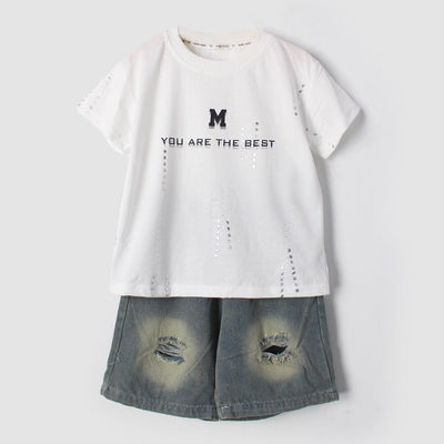Unique White Themed 2Pc Little Kids Dangri Set Dangri Set Iluvlittlepeople 9-12 Months Summer White