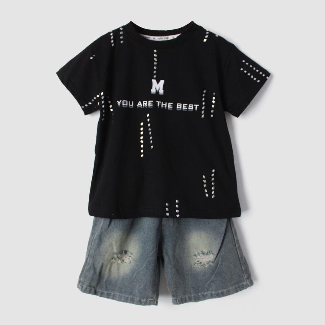 Admire Black Themed 2Pc Little Kids Dangri Set Dangri Set Iluvlittlepeople 9-12 Months Summer Black