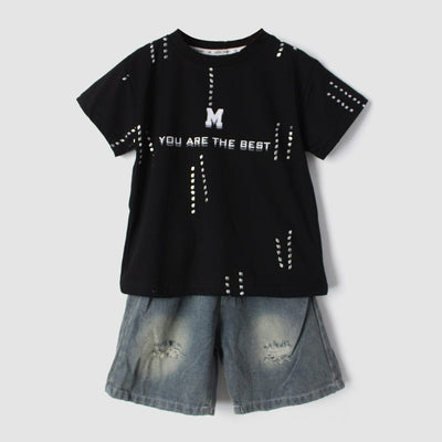 Admire Black Themed 2Pc Little Kids Dangri Set Dangri Set Iluvlittlepeople 9-12 Months Summer Black