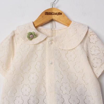 Modern Off White Themed 2Pc Little Girls Dangri Set Dangri Set Iluvlittlepeople 
