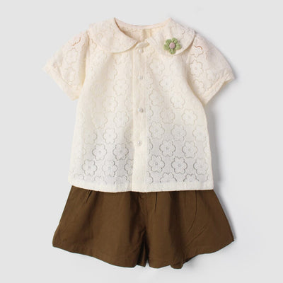 Modern Off White Themed 2Pc Little Girls Dangri Set Dangri Set Iluvlittlepeople 