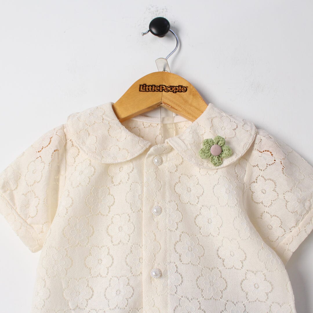 Modern Off White Themed 2Pc Little Girls Dangri Set Dangri Set Iluvlittlepeople 