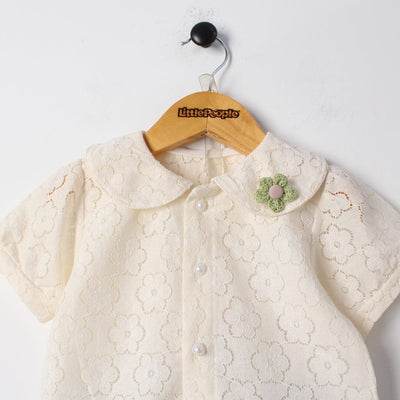 Modern Off White Themed 2Pc Little Girls Dangri Set Dangri Set Iluvlittlepeople 