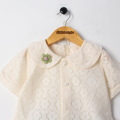 Stylish Off White Themed 2Pc Little Girls Dangri Set Dangri Set Iluvlittlepeople 