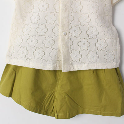 Stylish Off White Themed 2Pc Little Girls Dangri Set Dangri Set Iluvlittlepeople 
