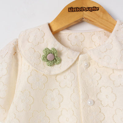 Stylish Off White Themed 2Pc Little Girls Dangri Set Dangri Set Iluvlittlepeople 