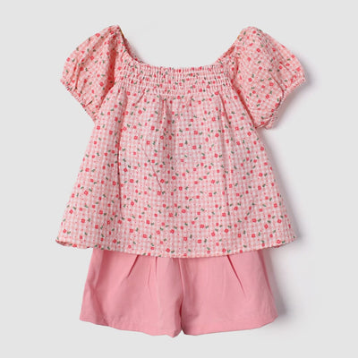 Kink Pink Themed 2Pc Little Girls Dangri Set Dangri Set Iluvlittlepeople 9-12 Months Summer Pink
