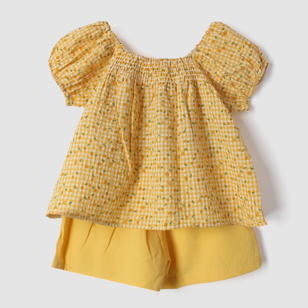 Fine Yellow Themed 2Pc Little Girls Dangri Set Dangri Set Iluvlittlepeople 9-12 Months Summer Yellow