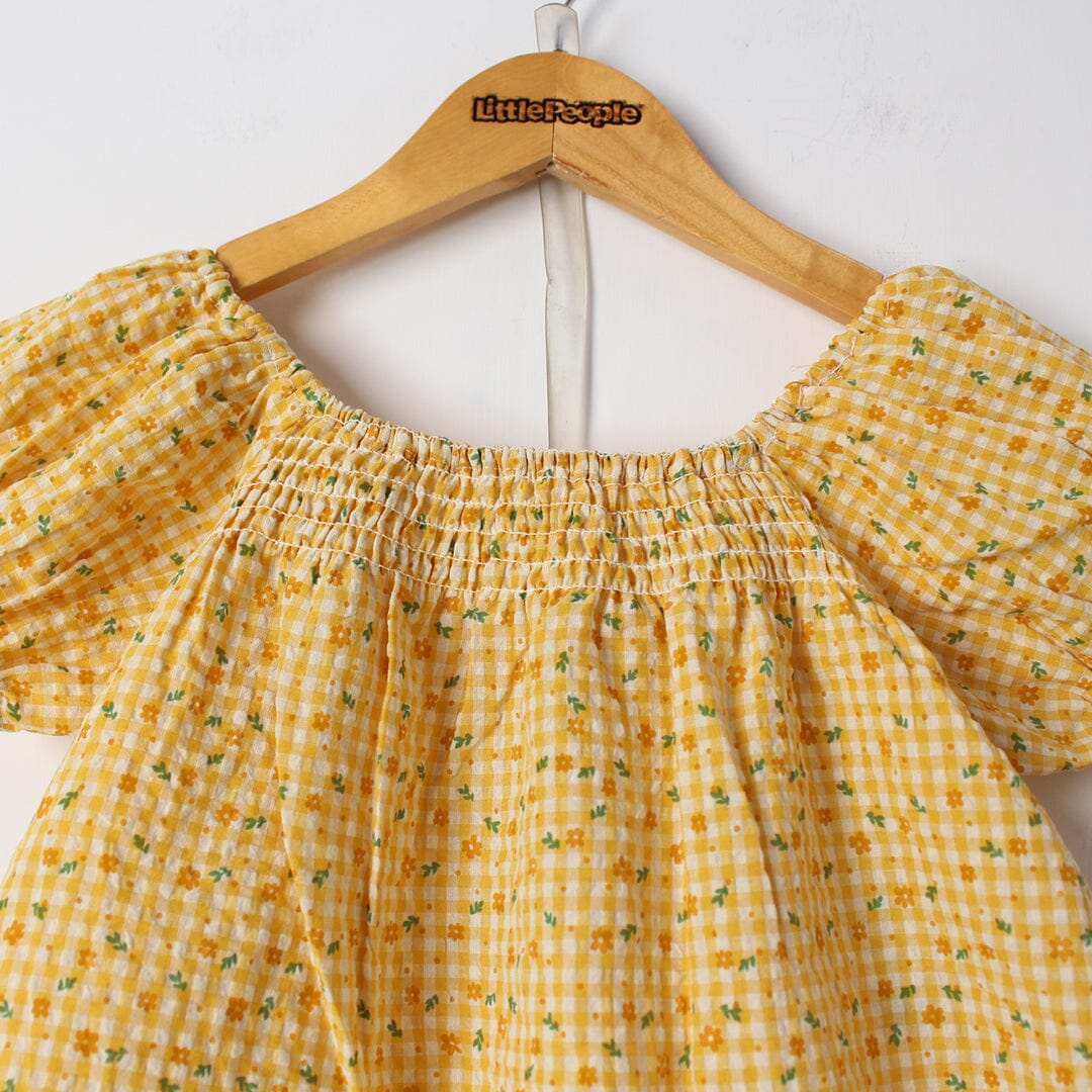 Fine Yellow Themed 2Pc Little Girls Dangri Set Dangri Set Iluvlittlepeople 