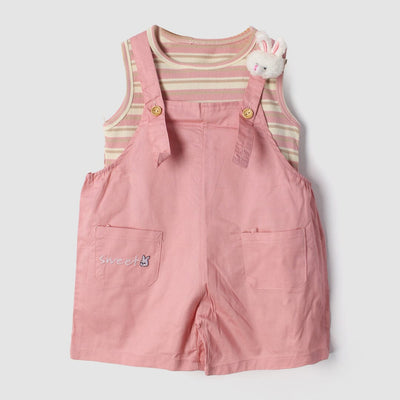 Stylish Pink Themed 2Pc Little Girls Dangri Set Dangri Set Iluvlittlepeople 9-12 Months Summer Pink