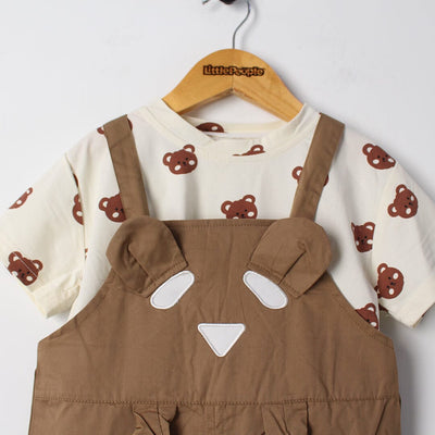 Modern Brown Themed 2Pc Little Kids Dangri Set Dangri Set Iluvlittlepeople 