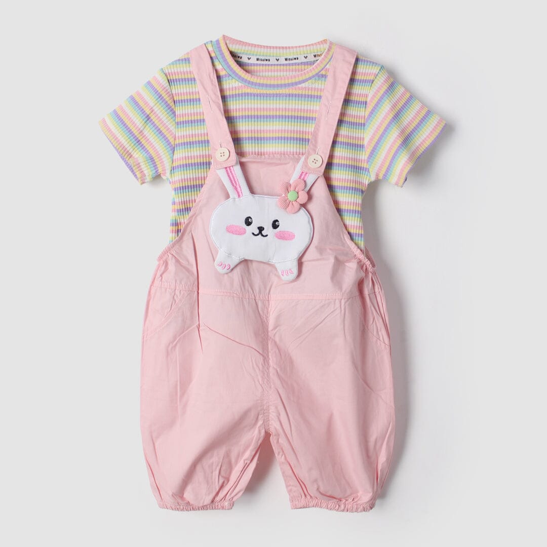 Sweet Pink Themed 2Pc Little Kids Dangri Set Dangri Set Iluvlittlepeople 9-12 Months Summer Pink