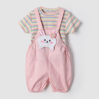 Sweet Pink Themed 2Pc Little Kids Dangri Set Dangri Set Iluvlittlepeople 9-12 Months Summer Pink