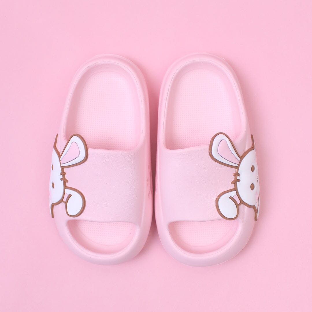Cute Light Pink Bunny Flat Slides Crocs And Slides Iluvlittlepeople 4 Years Rubber Light Pink