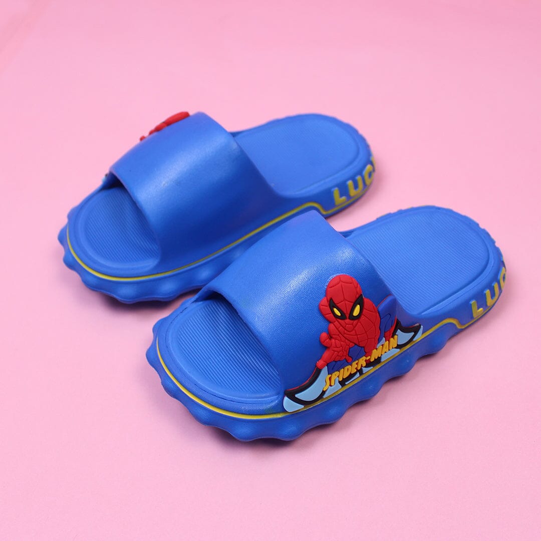 Spider Man Dashing Blue Flat Slides Crocs And Slides Iluvlittlepeople 