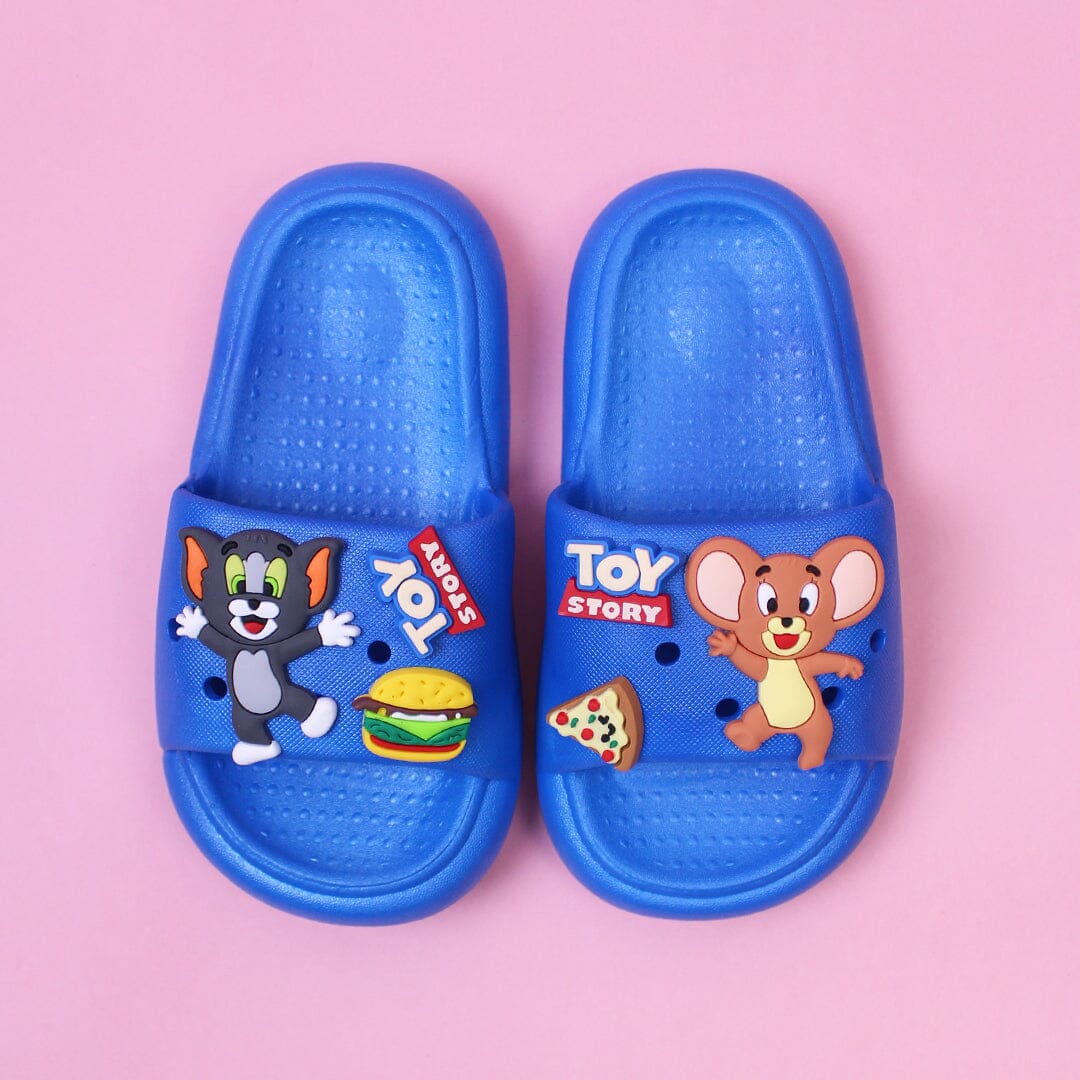 Tom & Jerry Dashing Blue Flat Slides Crocs And Slides Iluvlittlepeople 4 Years Rubber Blue