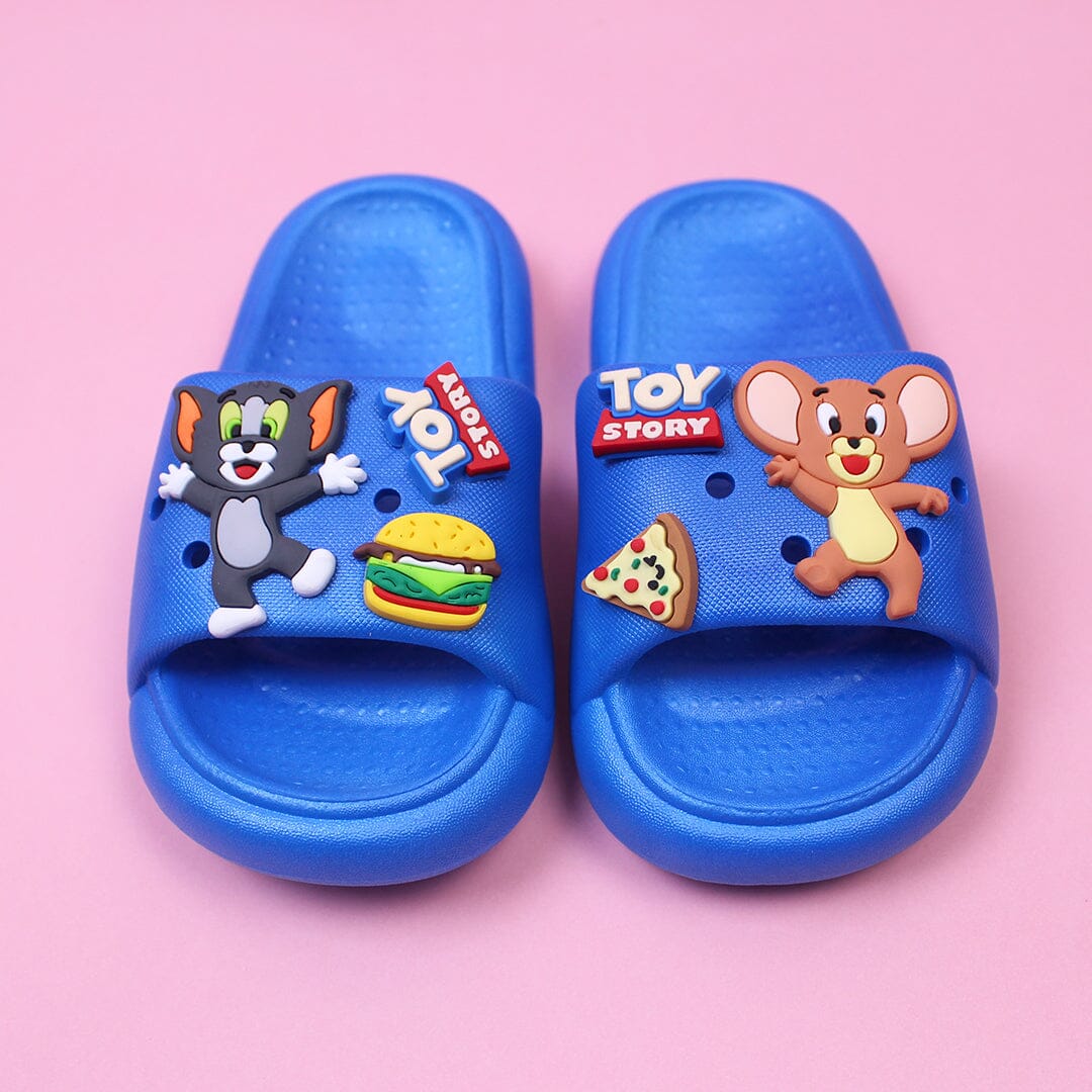 Tom & Jerry Dashing Blue Flat Slides Crocs And Slides Iluvlittlepeople 