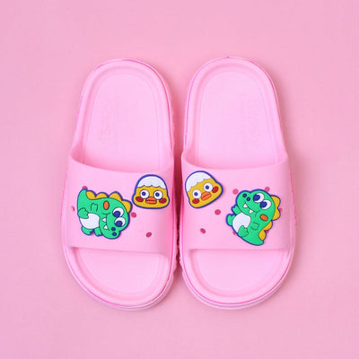 Light Pink Cartoon Themed Flat Slides Crocs And Slides Iluvlittlepeople 4 Years Rubber Light Pink