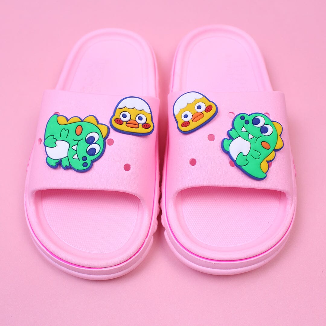 Light Pink Cartoon Themed Flat Slides Crocs And Slides Iluvlittlepeople 