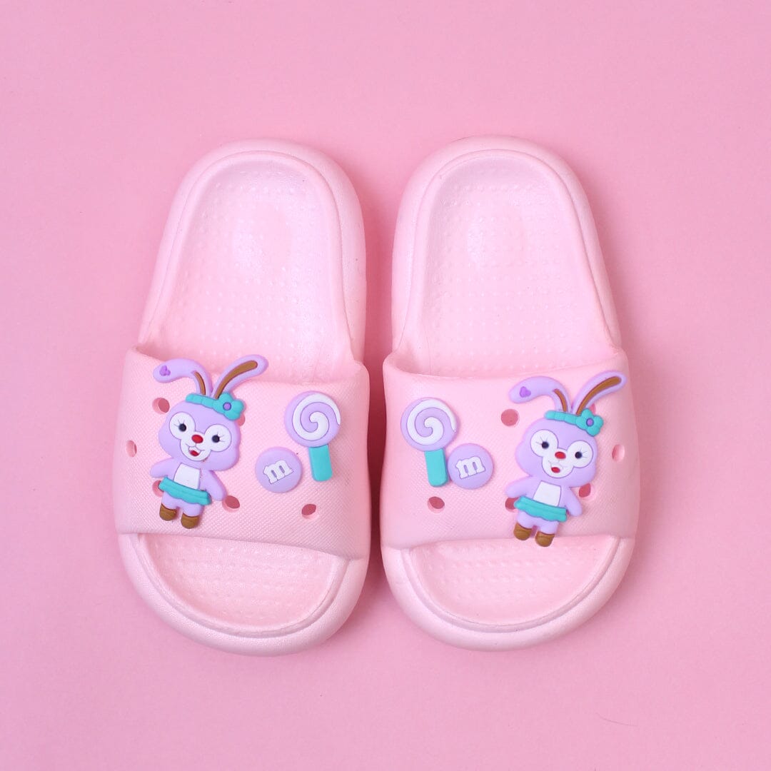 Light Pink Bunny Themed Flat Slides Crocs And Slides Iluvlittlepeople 4 Years Rubber Light Pink
