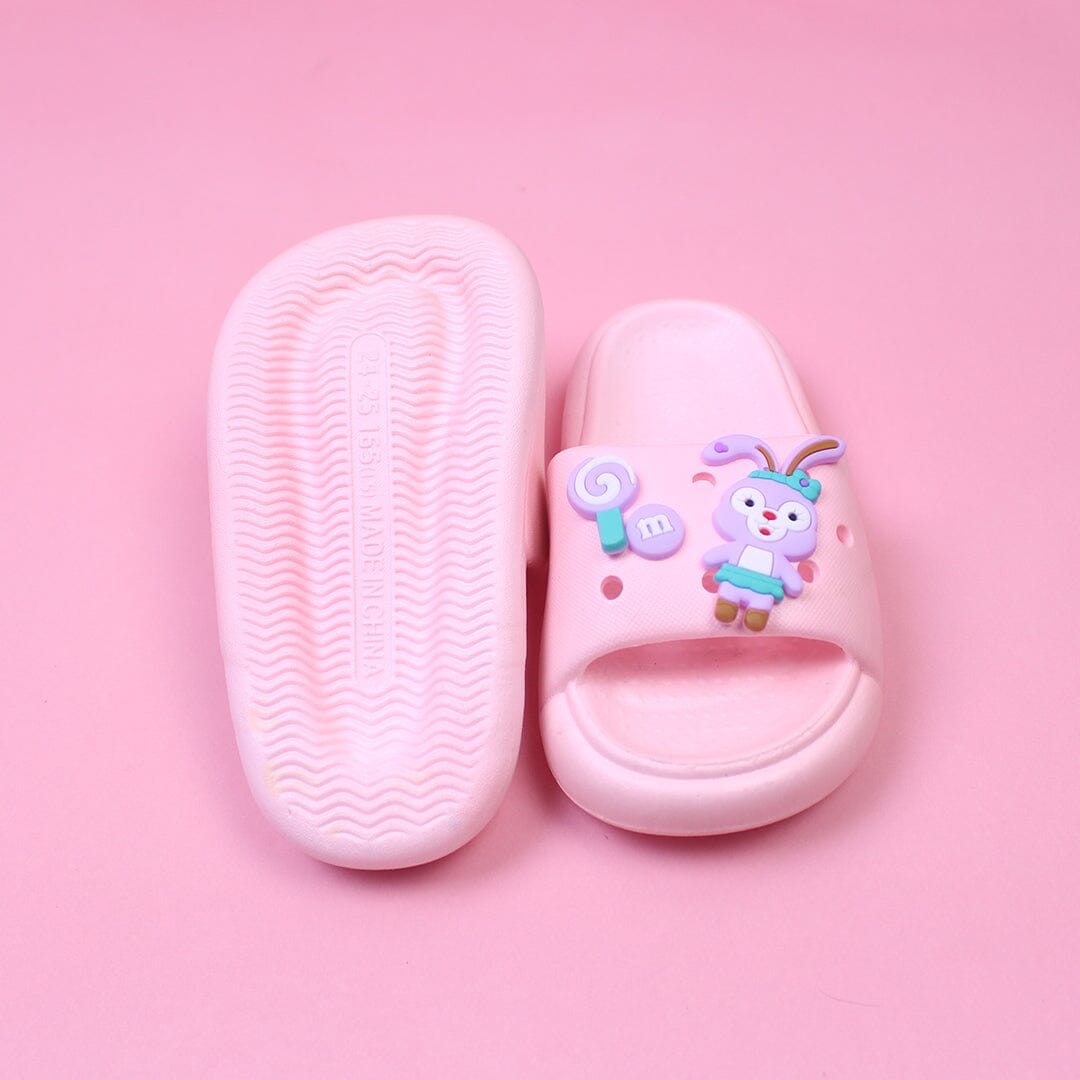 Light Pink Bunny Themed Flat Slides Crocs And Slides Iluvlittlepeople 