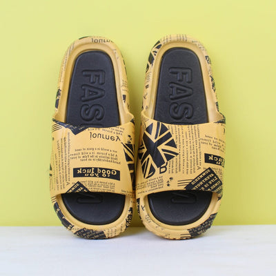 Attractive Yellow Themed Flat Slides Iluvlittlepeople 40-41 Rubber Yellow