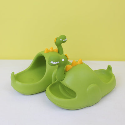 Attractive Green Dino Flat Slides Crcs & Slides Iluvlittlepeople 