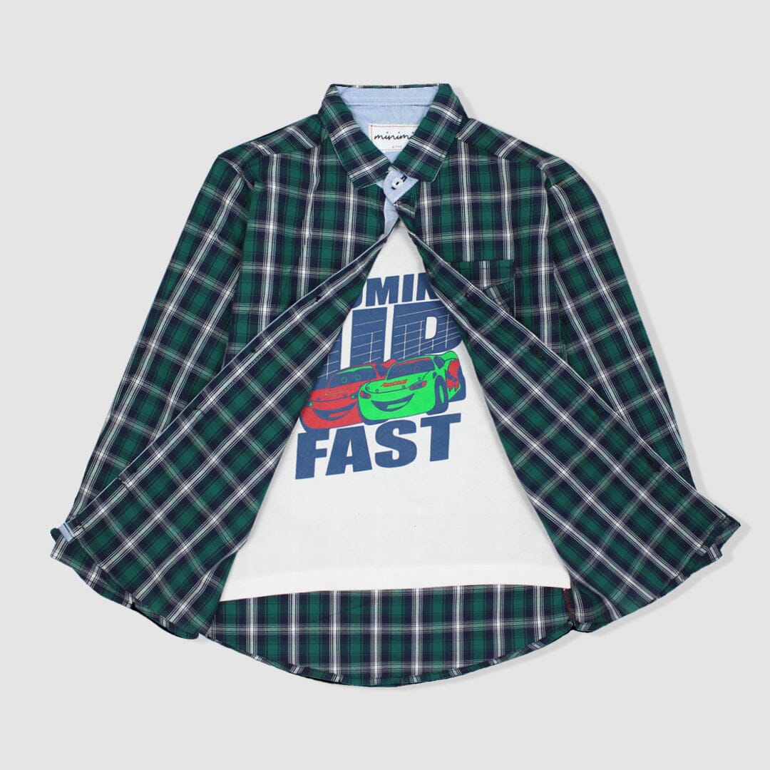 Decent Style Green Themed Boys Casual Shirt Casual Shirt Iluvlittlepeople 18-24 Months Green Winter