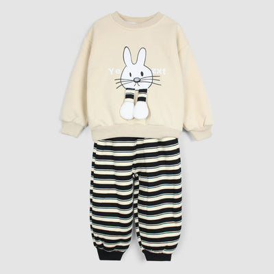 2Pc Comfy Rabbit Off White Themed For Kids 2Pc Set Iluvlittlepeople 12-18 Months Winter Off White