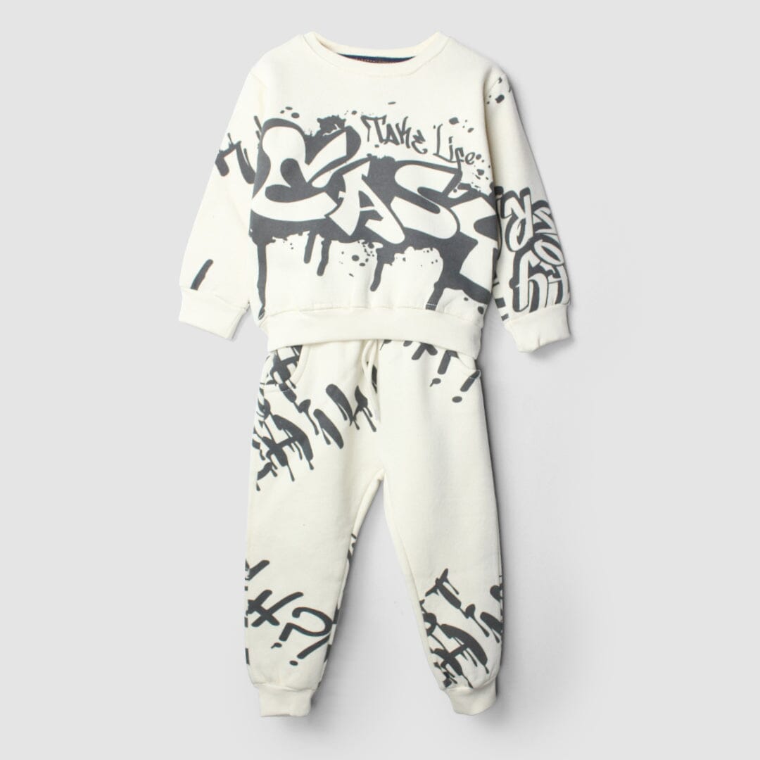 2Pc Decent Off White Themed For Kids