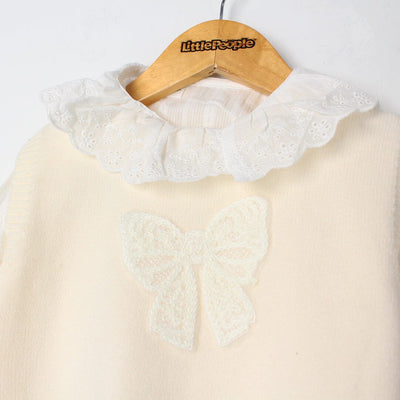 Stylish Off White Themed Girls Sweater & Shirt Sweater Iluvlittlepeople 