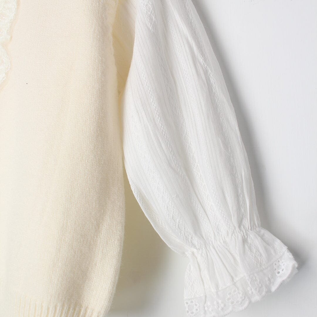 Stylish Off White Themed Girls Sweater & Shirt Sweater Iluvlittlepeople 