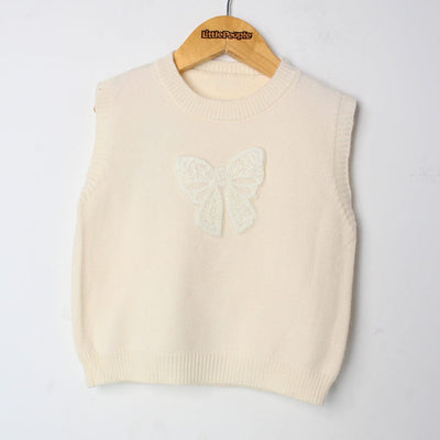 Stylish Off White Themed Girls Sweater & Shirt Sweater Iluvlittlepeople 