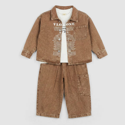 Modern Brown Themed 3Pc Boys Set 3Pc Set Iluvlittlepeople 18-24 Months Winter Brown