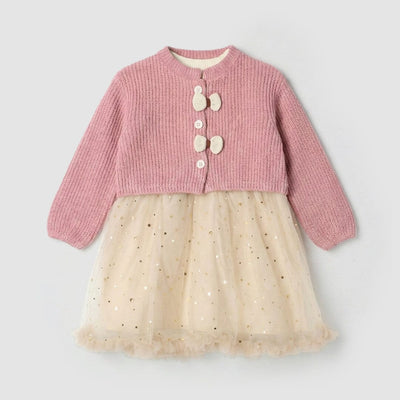 Sweet Pink Girls Frock & Sweater Frock Iluvlittlepeople 12-18 Months Pink Winter