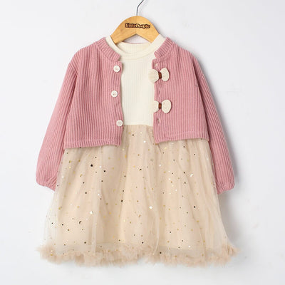 Sweet Pink Girls Frock & Sweater Frock Iluvlittlepeople 