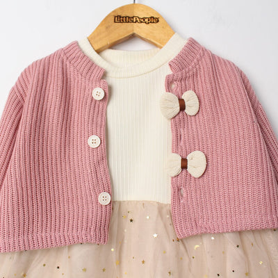 Sweet Pink Girls Frock & Sweater Frock Iluvlittlepeople 