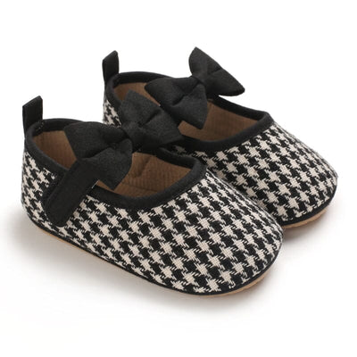 Baby Girl Butterfly knot Flats Shoes Iluvlittlepeople 6-9 Month Black & White Outsole Rubber