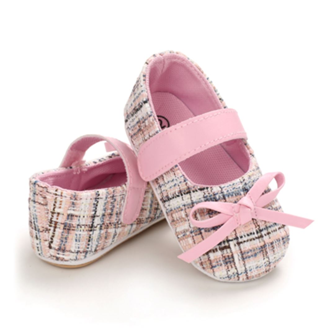 Baby Girl Plaid Pattern Bow Flats Shoes Iluvlittlepeople 6-9 Month Multicolor Rubber Sole